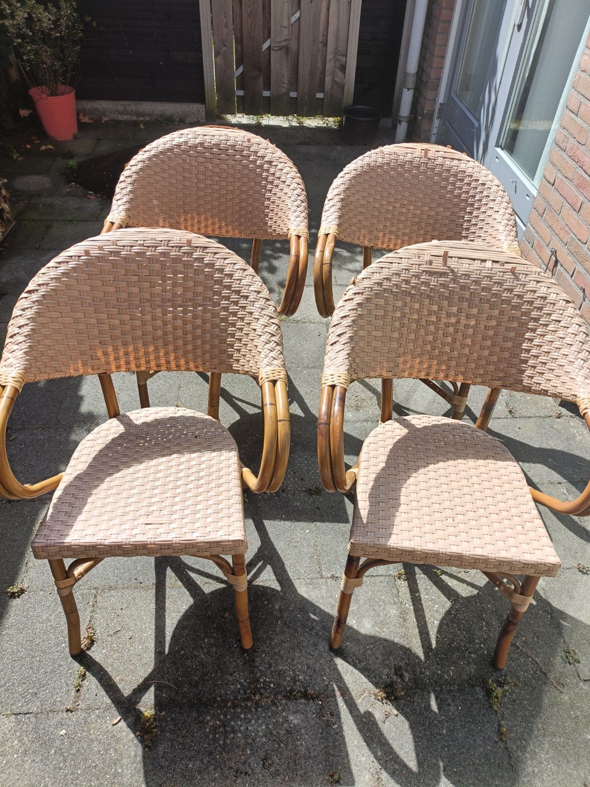 Set van 4 tuinstoelen/ terrasstoelen, Tuin en Terras, Ophalen, Gebruikt, Kunststof