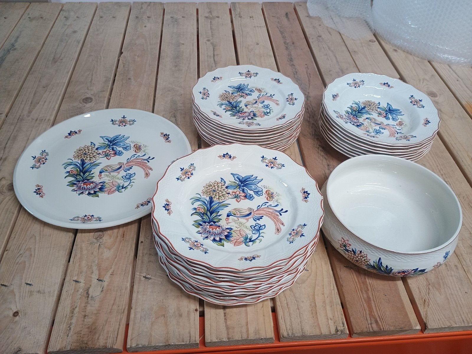 36delig servies Boch la Louvière Rhodes Paradijsvogel, Antiek en Kunst, Ophalen