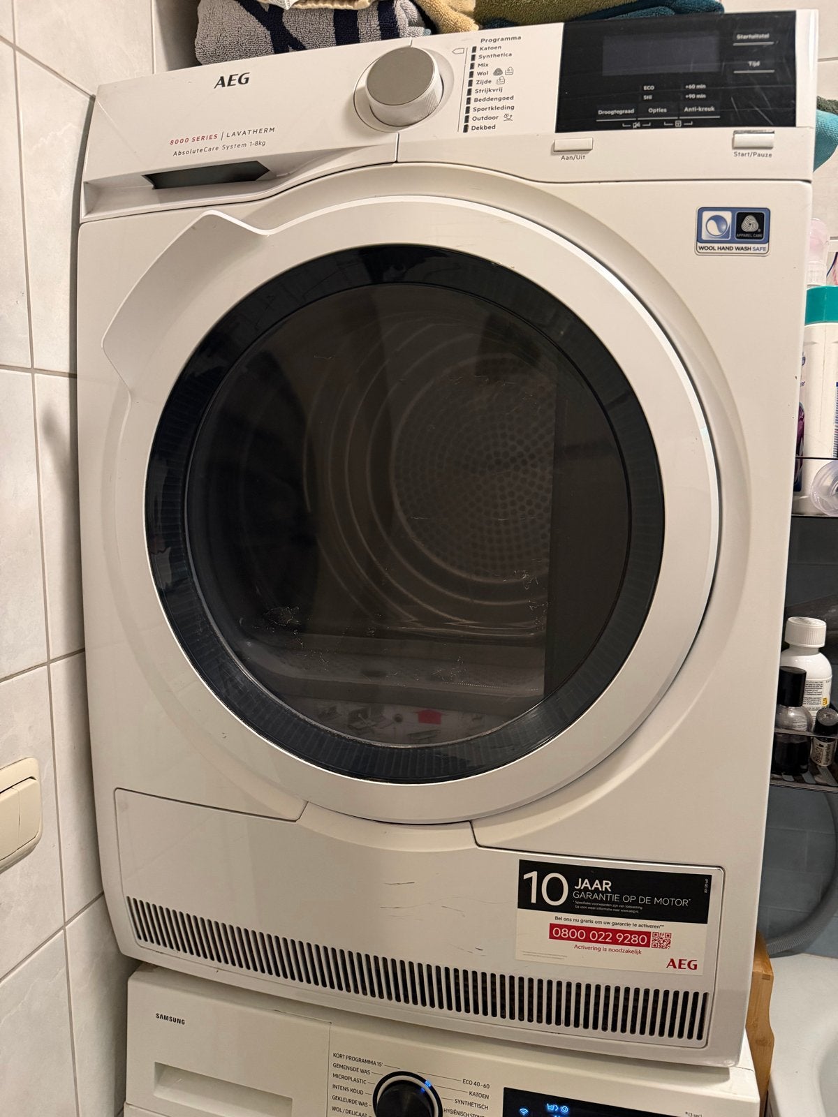 AEG Lavatherm 8000 Series AbsoluteCare System 1-8kg, 6 tot 8 kg, Ophalen of Verzenden, Zo goed als nieuw, Voorlader
