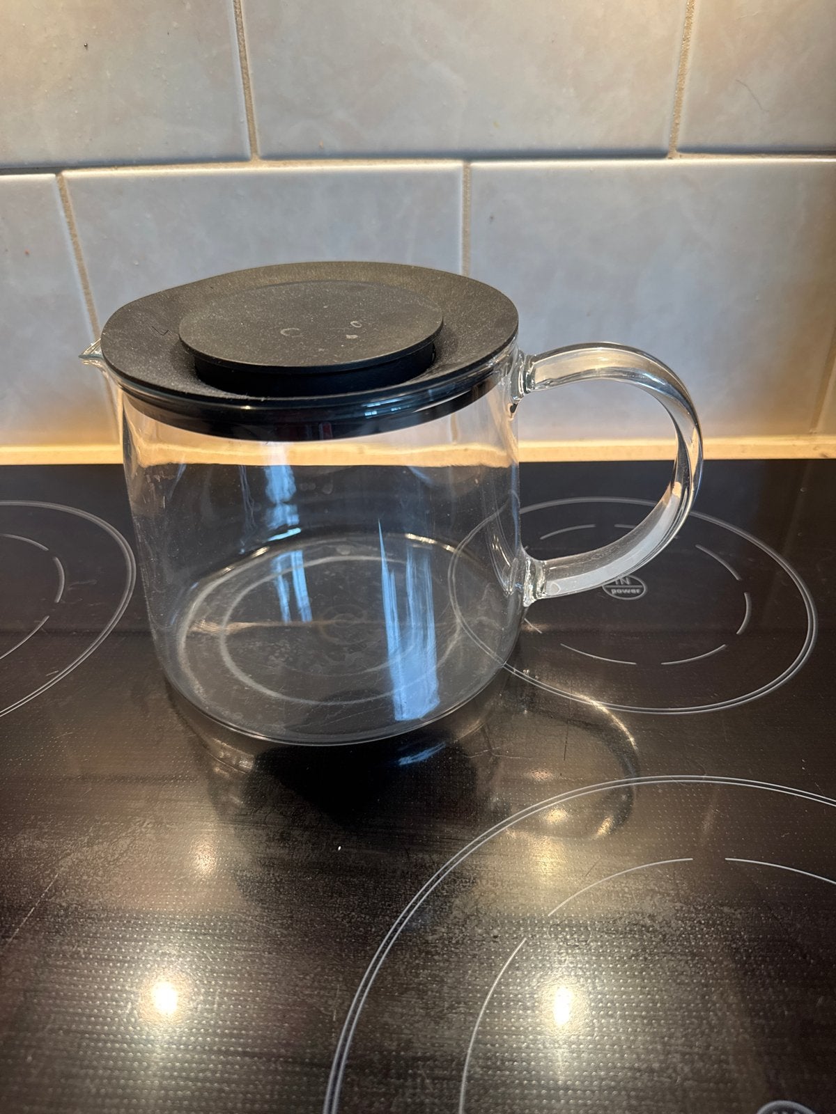 Glazen Theepot met Kunststof Deksel - Gebruikt, Theepot/fluitketel, Ophalen, Gebruikt, Glas