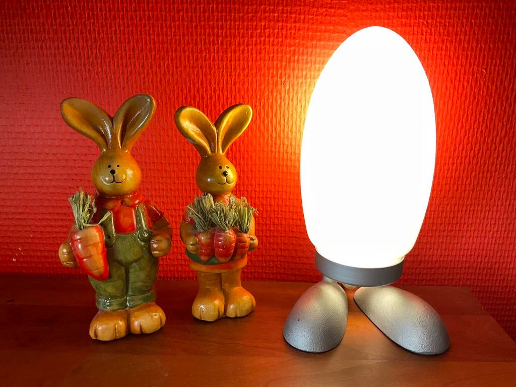 Vintage Ikea Dino ei lamp met led lichtbolletje, Jaren negentig, Gebruikt, Ophalen of Verzenden, Glas