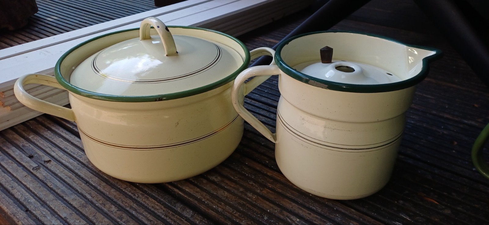 emaille pan en melkkoker, Huis en Inrichting, Keuken | Potten en Pannen, Ophalen, Overige materialen