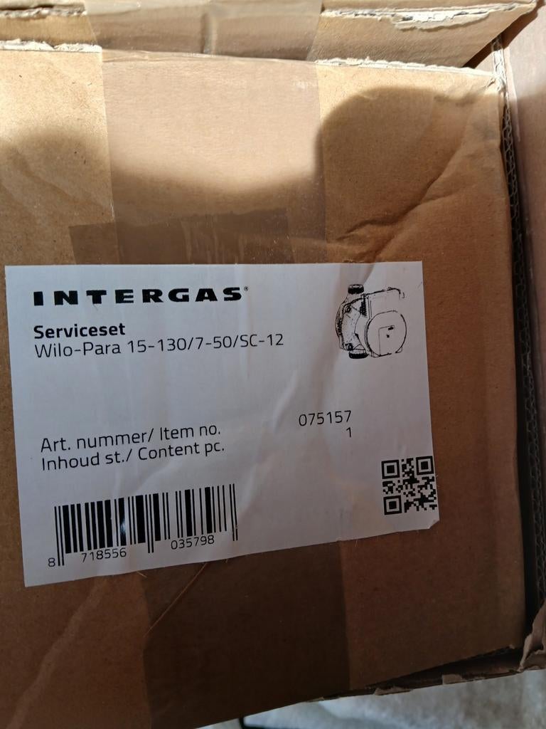 Nieuw in doosIntergas Serviceset Wilo-Para 15-130/7-50/SC-12, Minder dan 30 cm, Hoog rendement (Hr), Overige typen, Nieuw