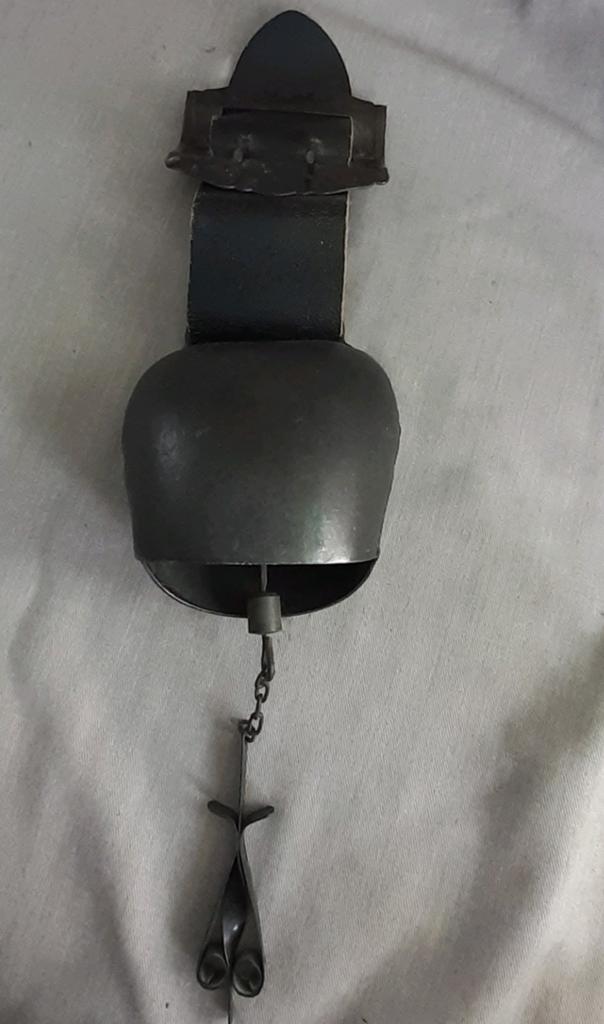 Metalen koebel, bel met leren riem, Ophalen of Verzenden