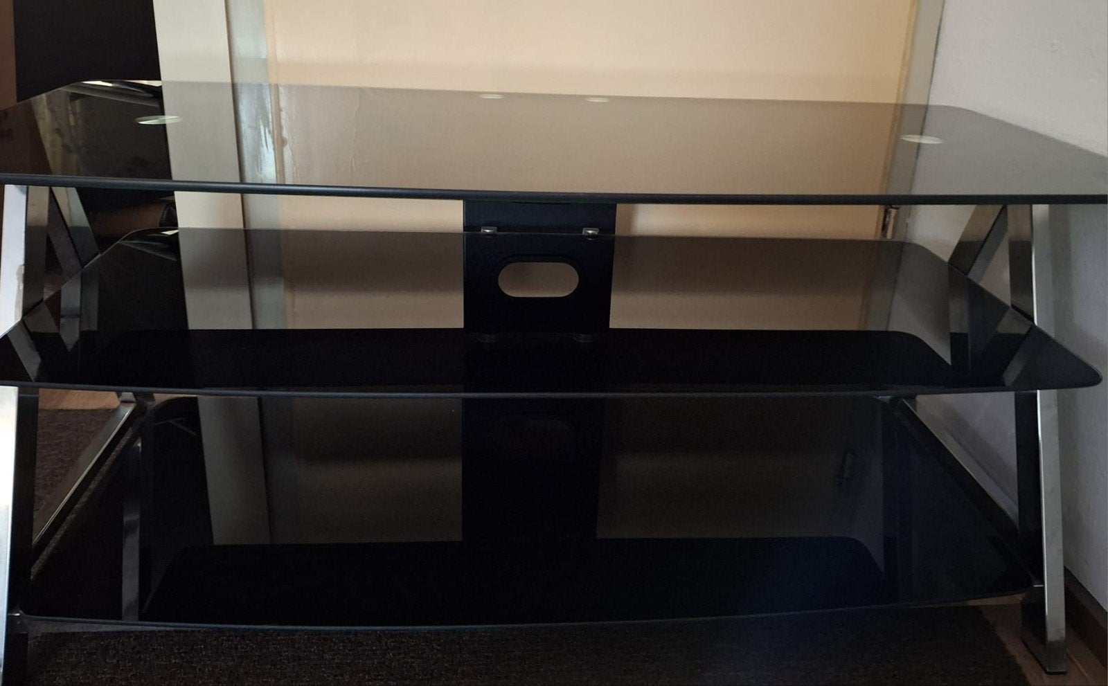Glazen TV-meubel zwart - 3 lagen gehard glas