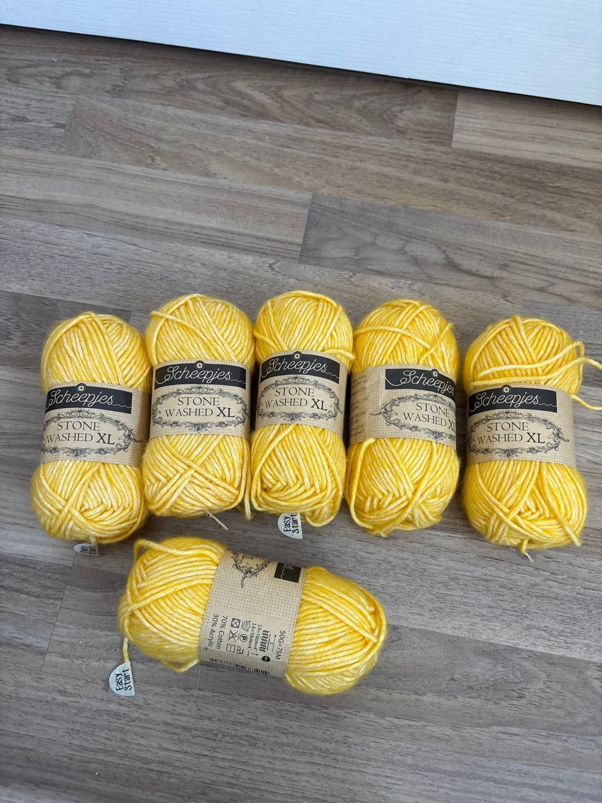 Scheepjes Stone Washed XL - Geel garen (6 bollen), Ophalen of Verzenden, Nieuw, Breien of Haken, Wol of Garen