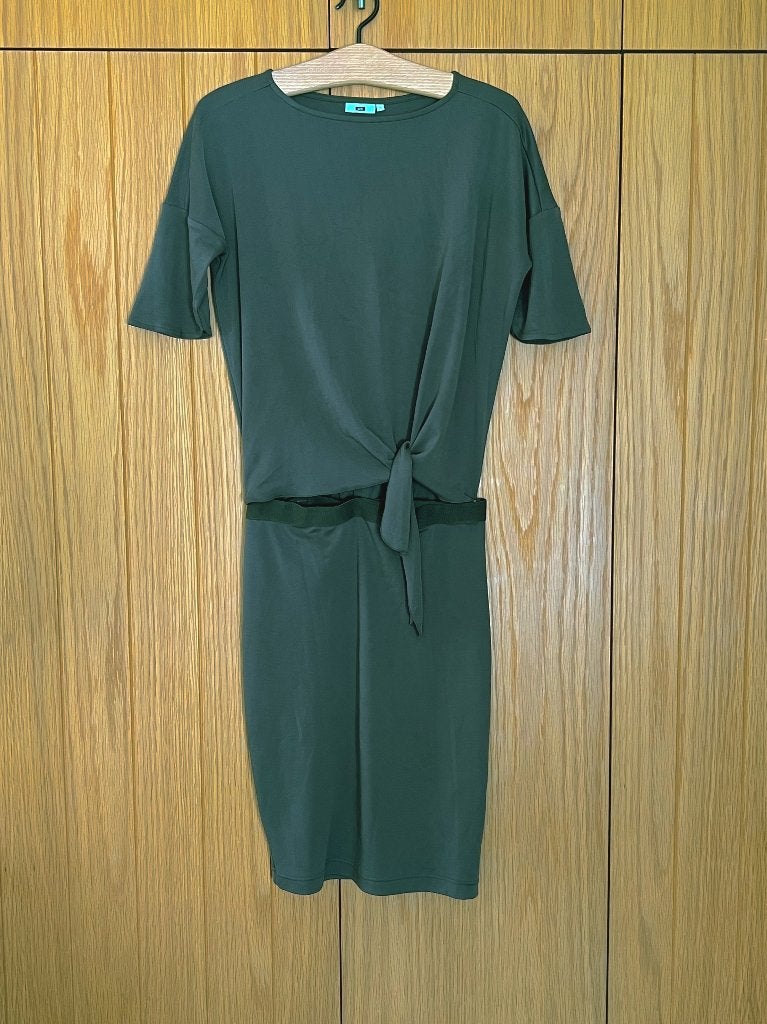 ZGAN grijs-groen T-shirt jurkje met omknoop top; mt small, WE, Ophalen of Verzenden, Zo goed als nieuw, Maat 36 (S)