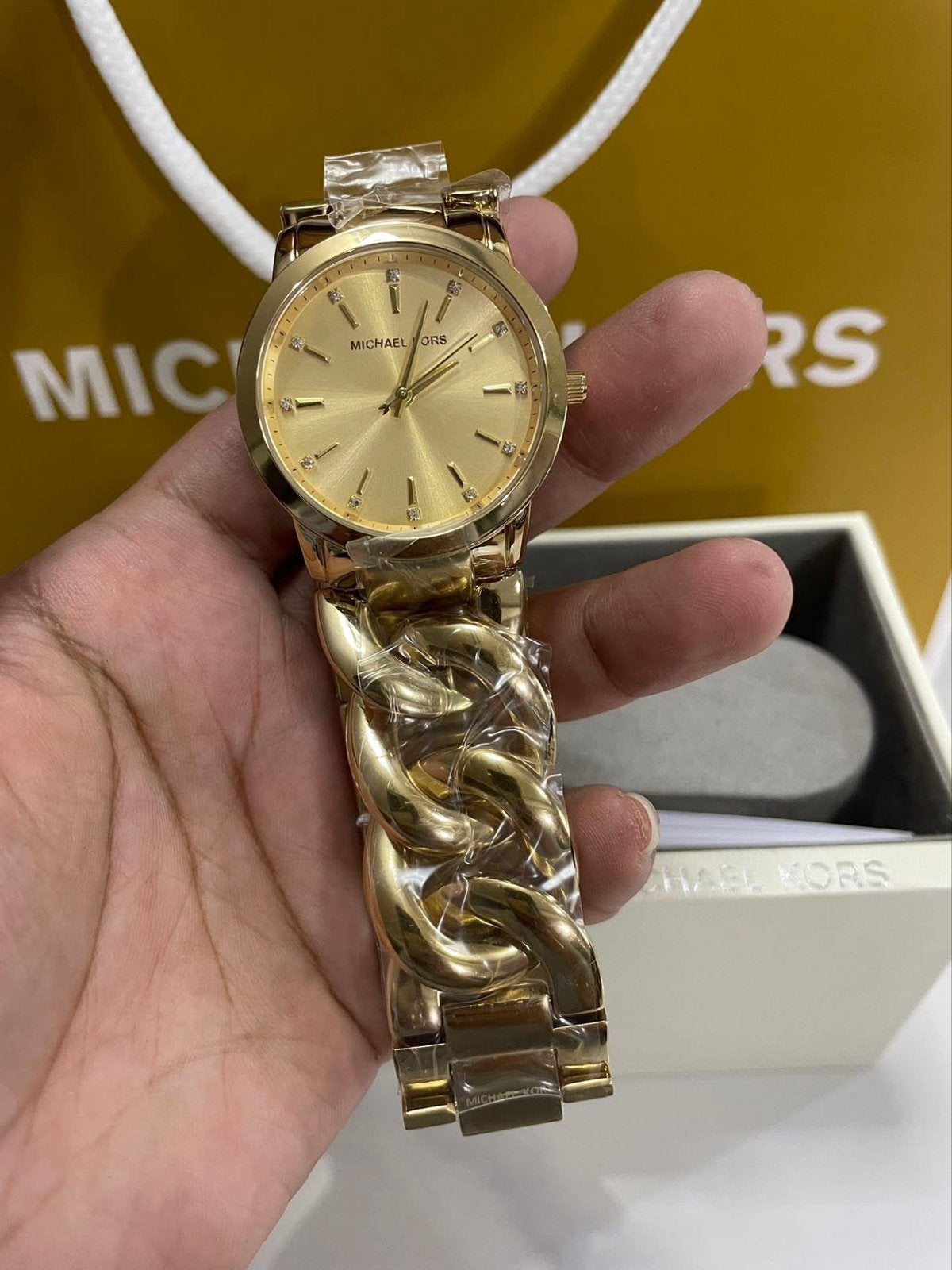 Michael Kors Dameshorloge Goudkleurig met Strass, Overige merken, Staal, Polshorloge, Nieuw