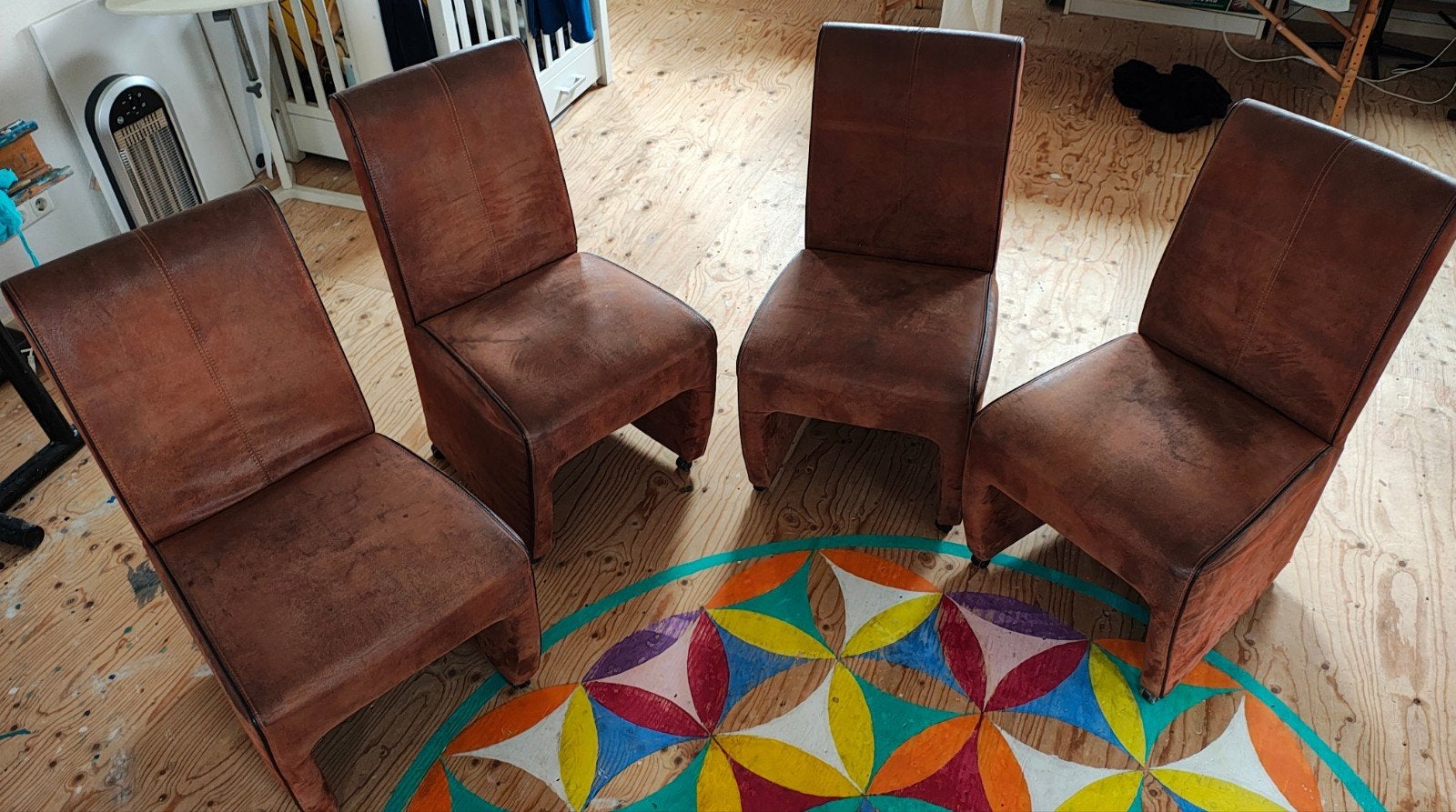 eetkamerstoelen 4 stuks, Ophalen, Gebruikt, Bruin, Vier