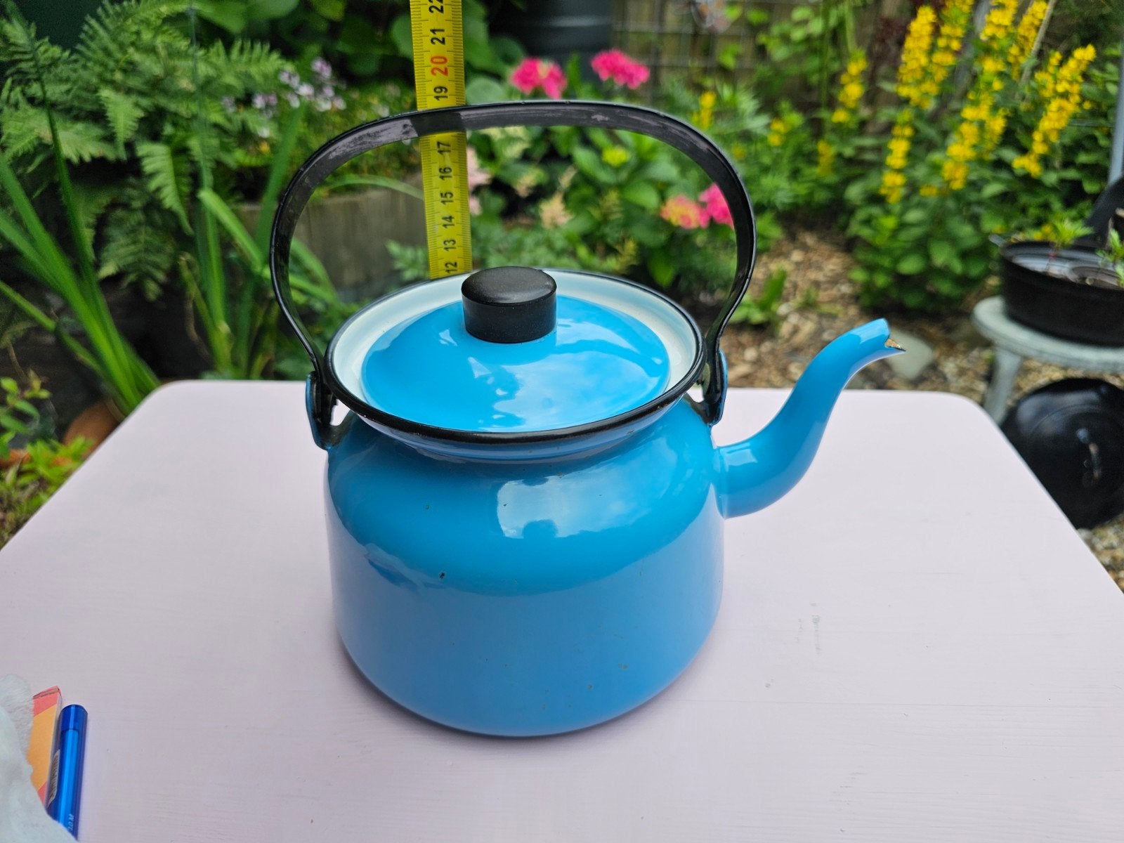 Blauwe Emaille theepot vintage, Ophalen of Verzenden