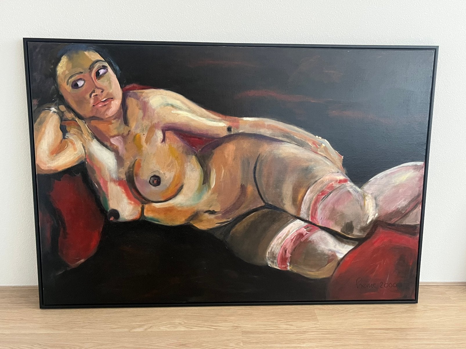 Schilderij in baklijst, Antiek en Kunst, Kunst | Schilderijen | Modern, Ophalen of Verzenden