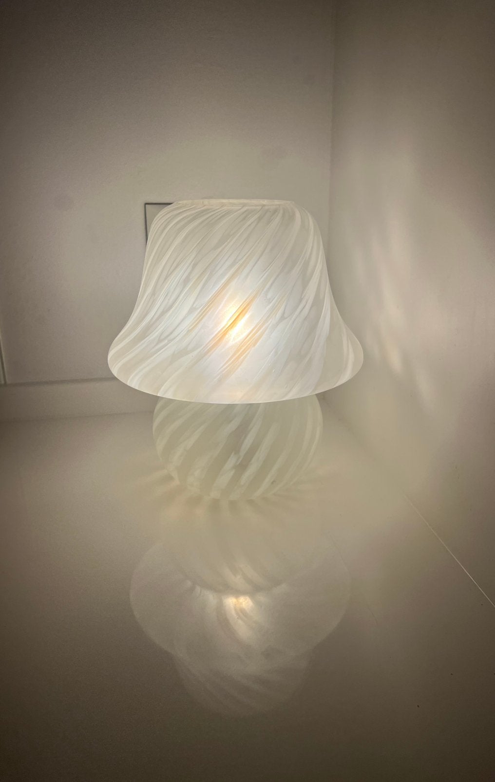 Vintage Hustadt mushroom lamp glas 28cm murano, Ophalen of Verzenden, Zo goed als nieuw, Glas