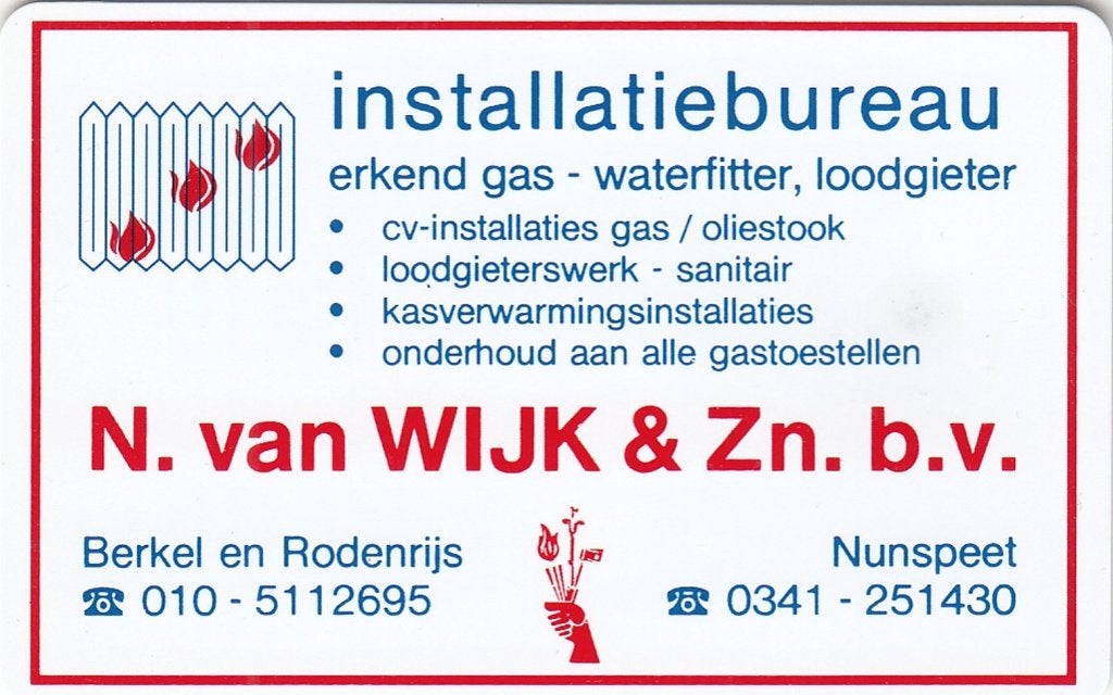 Telefoonkaart CRE168 Installatiebureau N. van Wijk & Zn., Ophalen of Verzenden, Nederland
