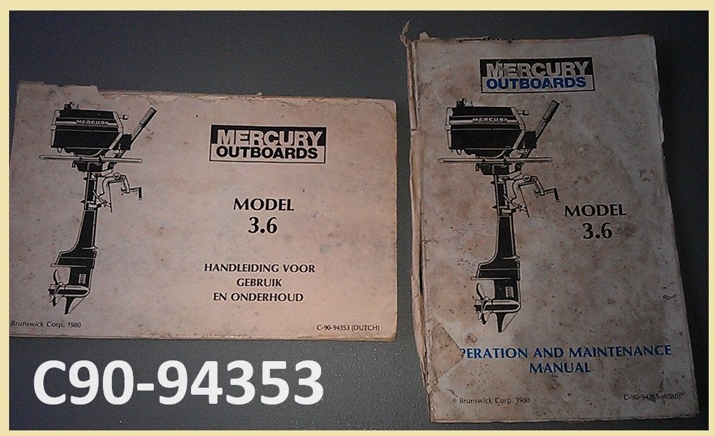 C90-94353 Handleiding maintenance manual voor 3,6 pk Mercury, Ophalen of Verzenden, Nieuw, Motor en Techniek