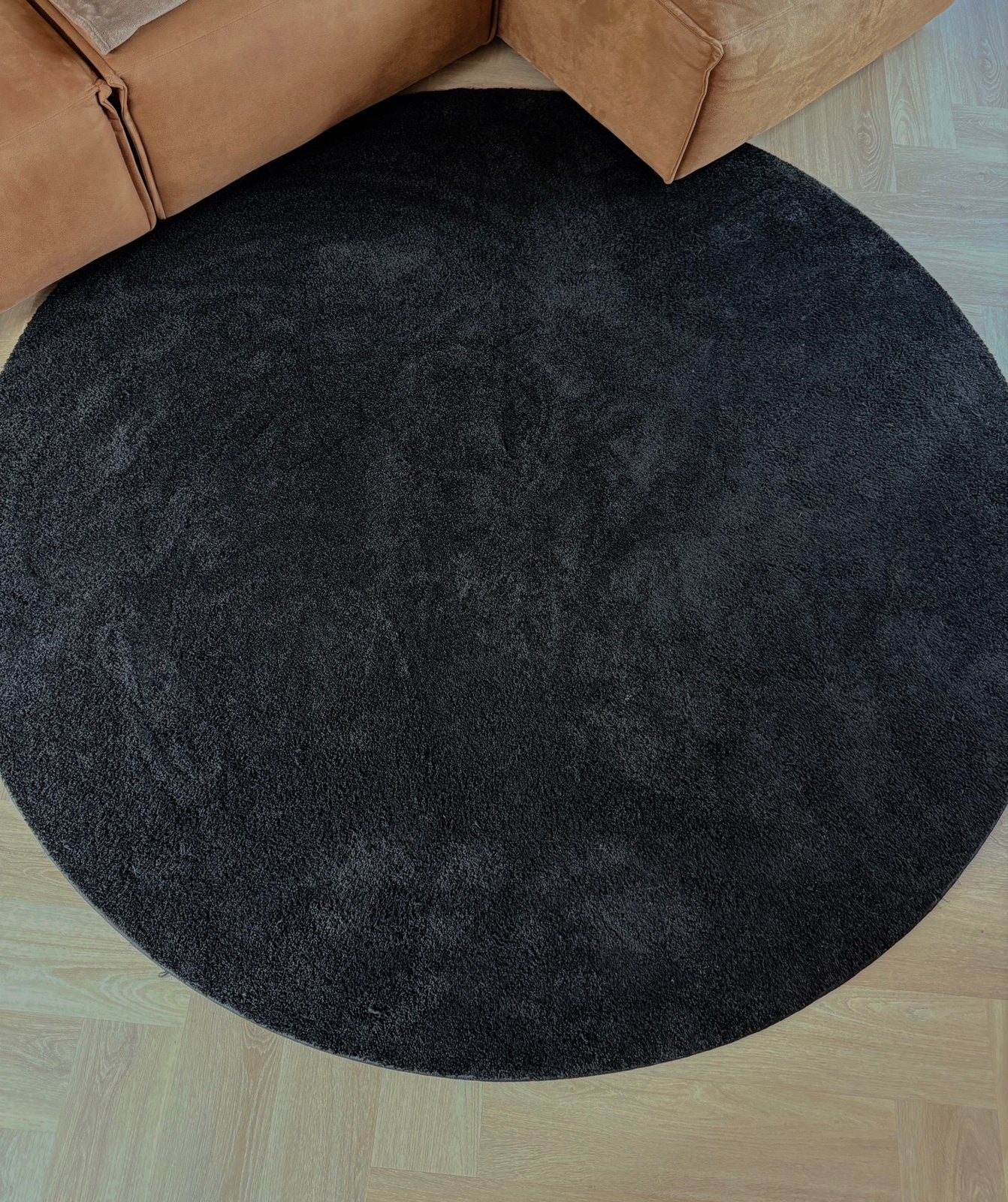 Zwart vloerkleed 200cm, Ophalen, Gebruikt, Zwart, Rond