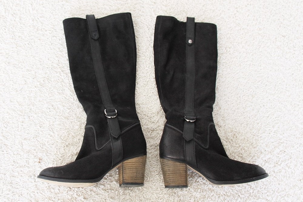 Mooie Suede Bon'a Parte Laarzen (Maat 38) - s11 € 20,-, Hoge laarzen, Zwart, Ophalen of Verzenden, Zo goed als nieuw
