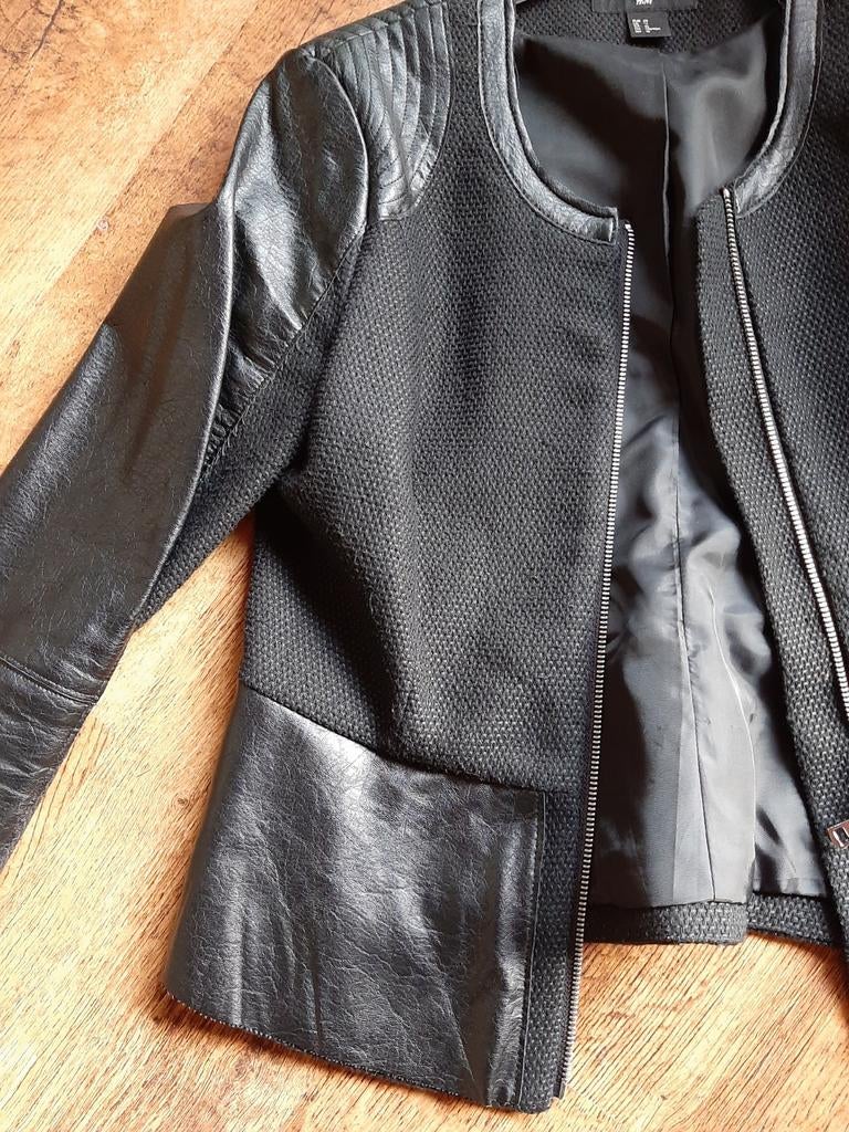 H&M zwart PU leren jasje maat M, Kleding | Dames, Maat 38/40 (M), H&M, Zwart, Ophalen of Verzenden