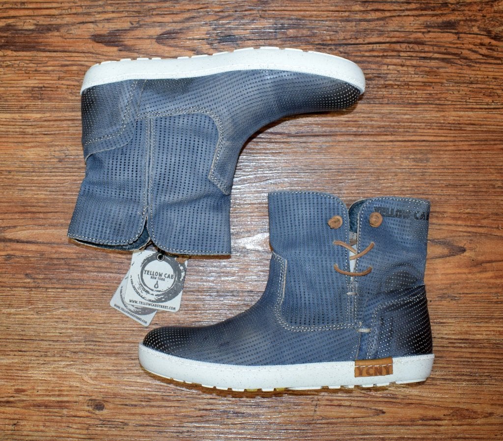 YELLOW CAB - blauw leren halfhoge Riley boots - maat 39, Blauw, Overige typen, Nieuw, Ophalen of Verzenden