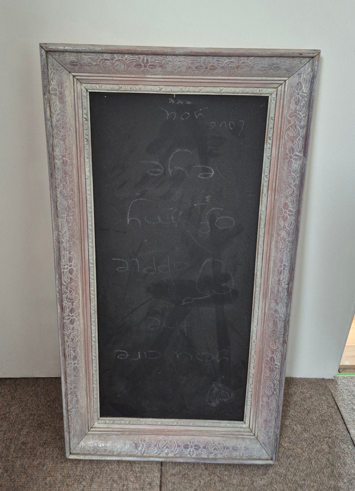 Decoratief krijtbord met sierlijke lijst, Ophalen, Gebruikt