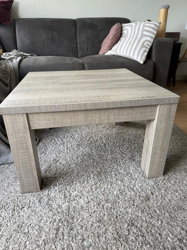 Salontafel vierkant houtlook - Zo goed als nieuw, Ophalen, Vierkant, 50 tot 100 cm, Zo goed als nieuw