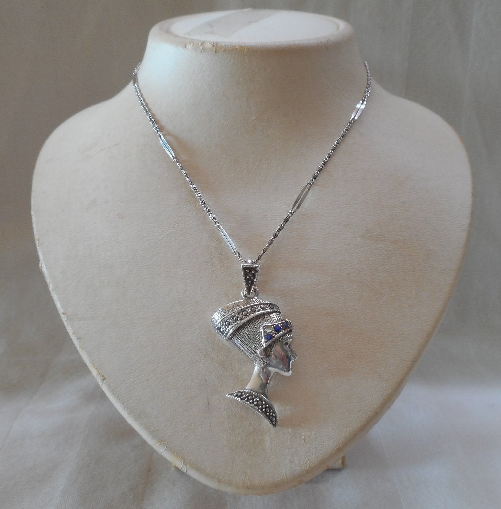 Zilveren ketting met Nefertiti hanger nr.658, Met hanger, Gebruikt, Verzenden, Zilver