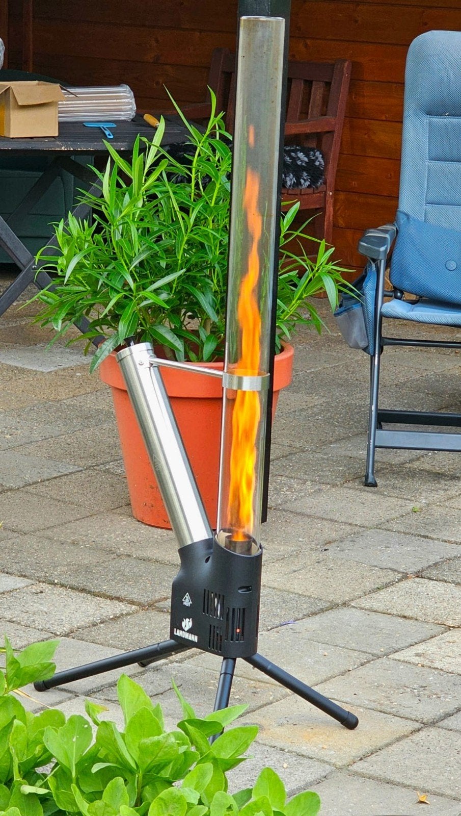 Mooie pelletbrander voor buiten met glazen buis., Ophalen, Zo goed als nieuw