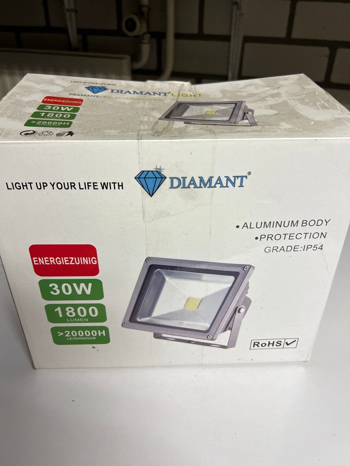 Diamant LED Schijnwerper 30W IP54 - Energiezuinig, Ophalen of Verzenden, Nieuw, Minder dan 50 watt, Lamp met armatuur