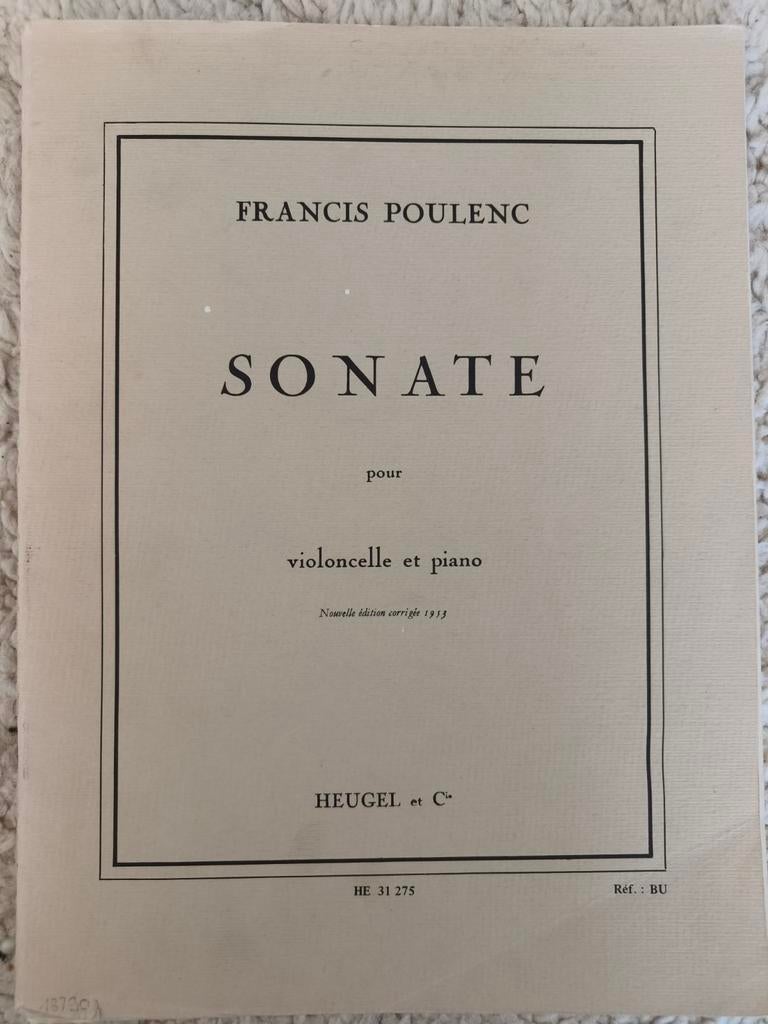 Francis Poulenc Sonate voor Cello en Piano - Bladmuziek, Muziek en Instrumenten, Bladmuziek, Ophalen of Verzenden