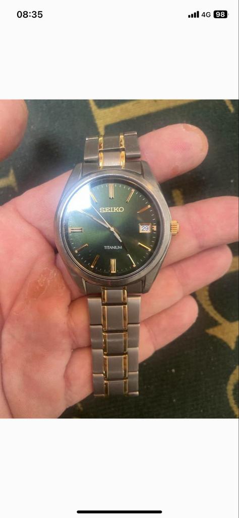 Seiko Titanium Herenhorloge - Groene Wijzerplaat, Sieraden, Tassen en Uiterlijk, Horloges | Heren, Polshorloge, Ophalen of Verzenden