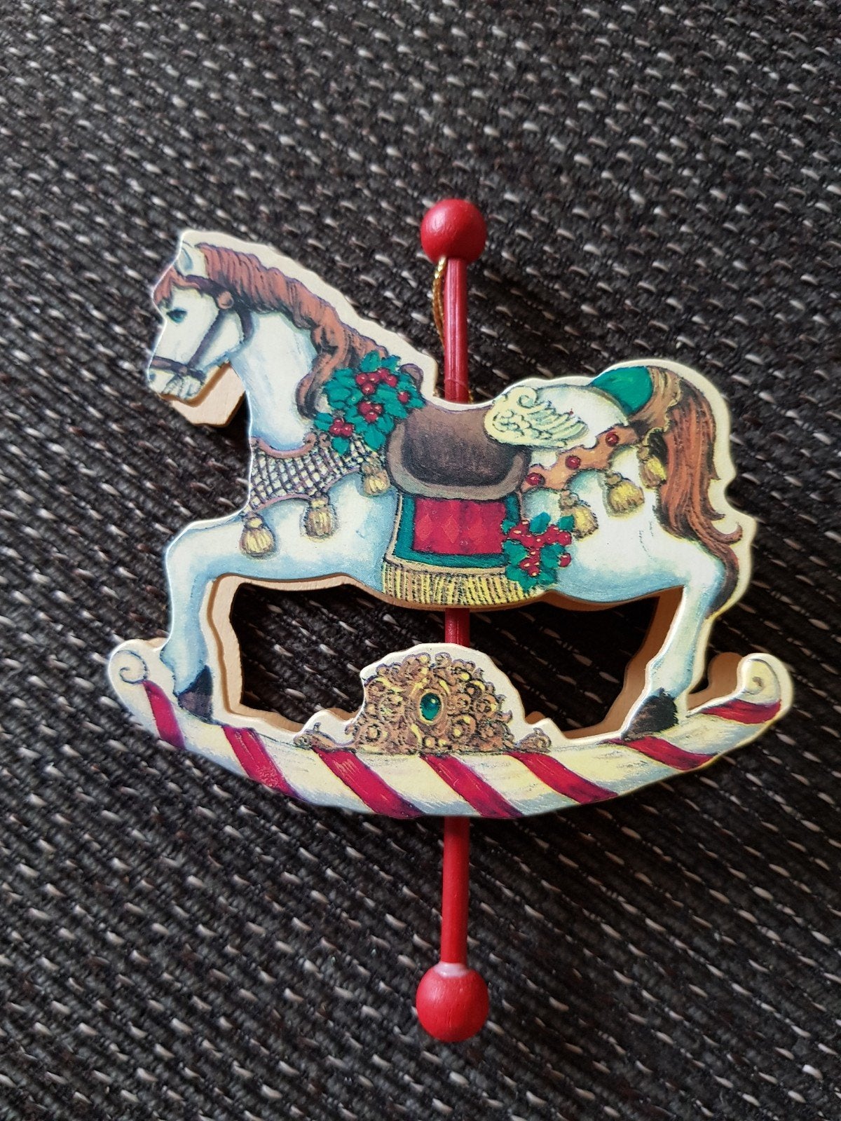 vintage houten kerstversiering hobbelpaard carrousel paard, Ophalen of Verzenden, Zo goed als nieuw