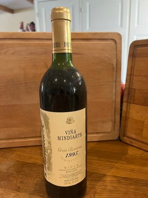4 flessen Vina Mindiarte Gran Reserva 1995 Rioja, Verzamelen, Wijnen, Spanje, Nieuw, Ophalen of Verzenden, Rode wijn