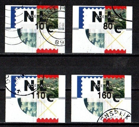 Nederland voordrukzegels type Hytech nr. 1-4 gestempeld, Ophalen of Verzenden, Na 1940, Gestempeld