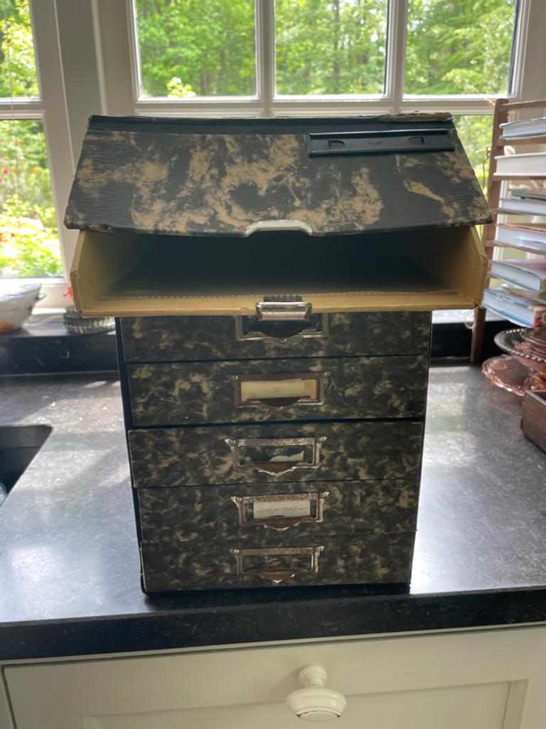 Vintage Kantoor Archiefdoos en Lades van Gewolkt Karton, Ophalen of Verzenden