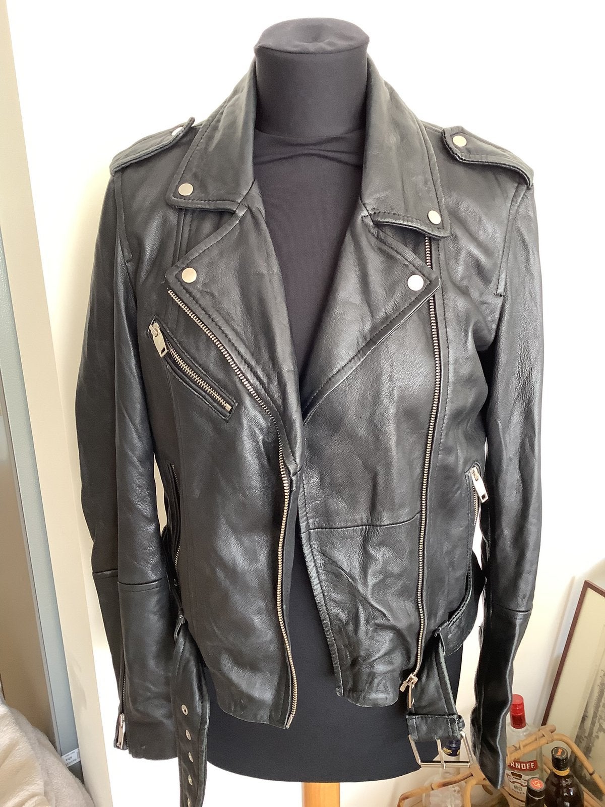 Stoer leren jack van Zara, Kleding | Dames, Ophalen of Verzenden, Zo goed als nieuw, Zwart