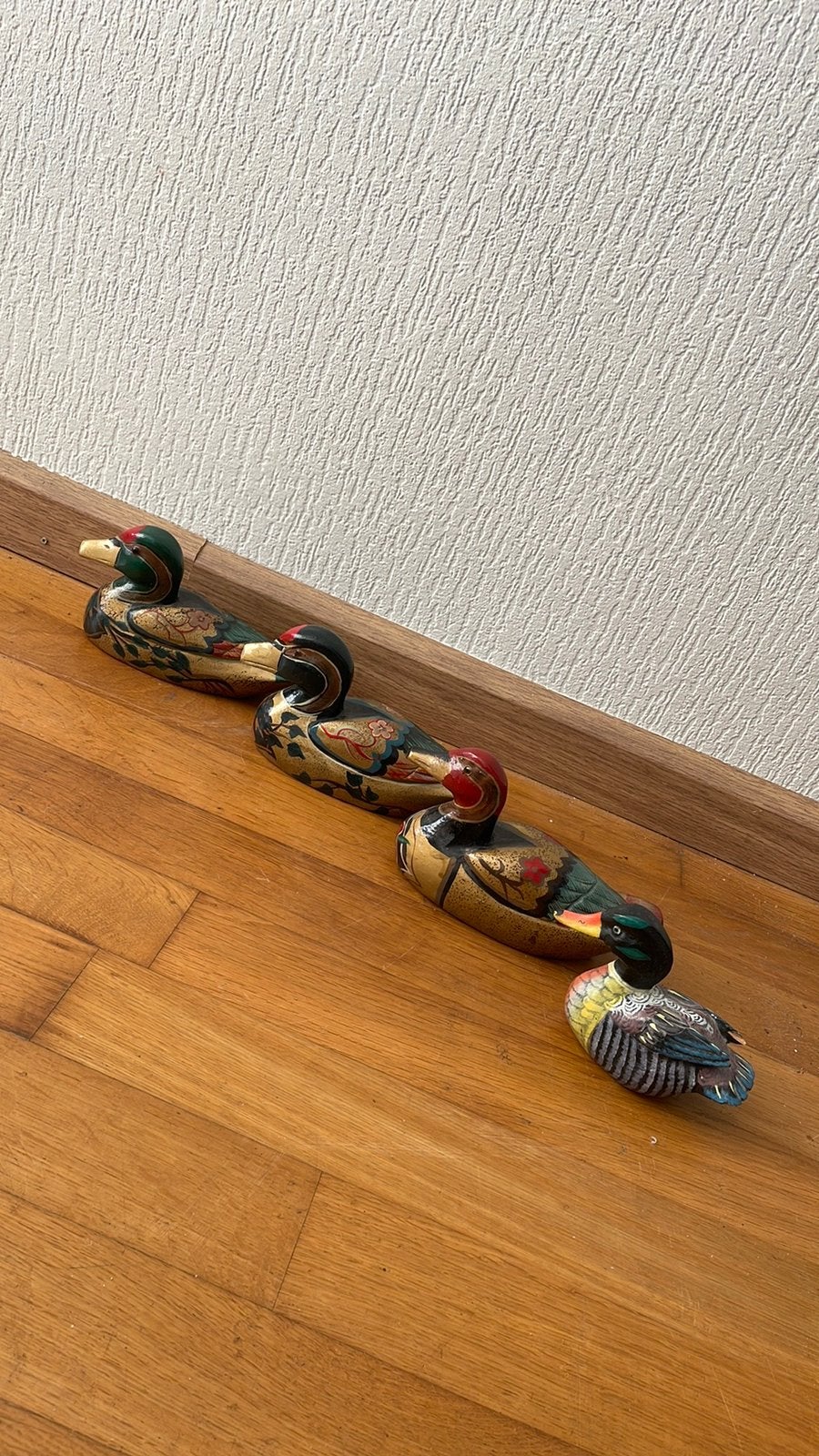 Antieke / vintage houten eenden beeldjes, Antiek en Kunst, Kunst | Beelden en Houtsnijwerken, Ophalen of Verzenden, Hout, Houtsnijwerk