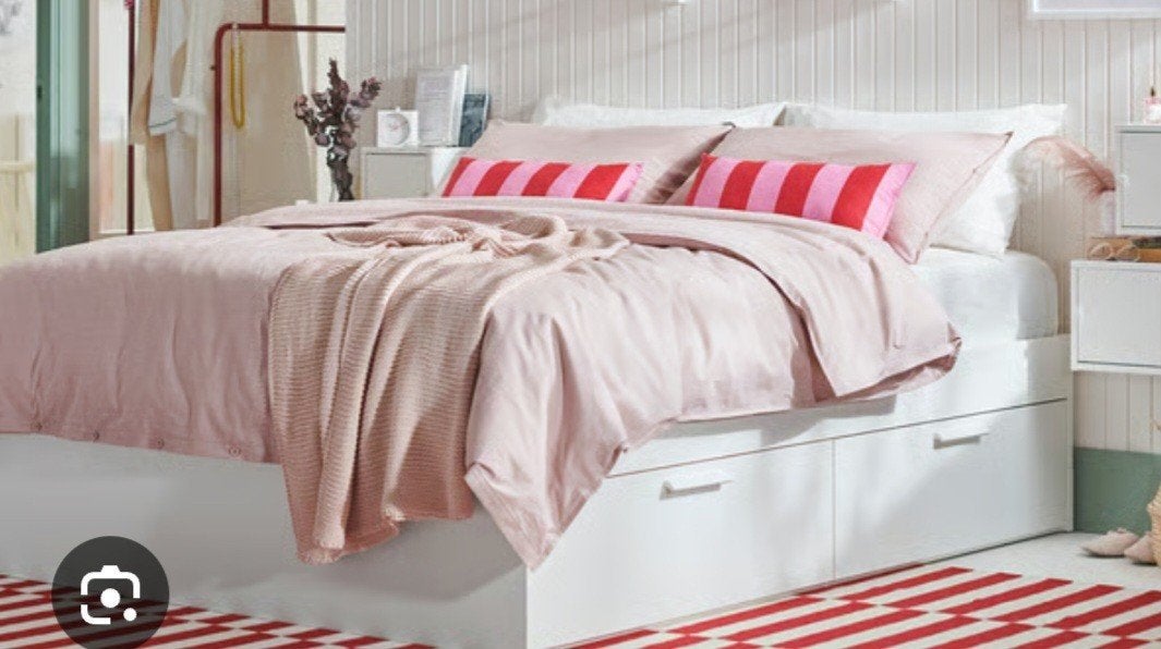 Malm Ikea 140 wit lades, Huis en Inrichting, Slaapkamer | Bedden, Gebruikt, Twijfelaar, 140 cm, 200 cm, Overige materialen, Wit