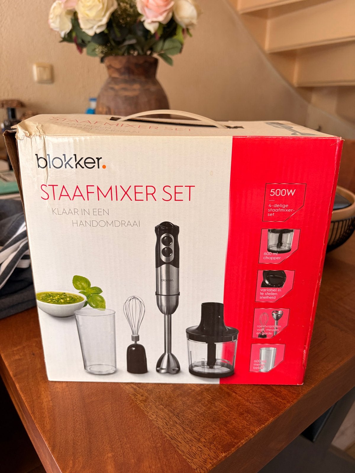 Blokker Staafmixerset 500W - Zo goed als nieuw, Witgoed en Apparatuur, Keukenmixers, 3 snelheden of meer, Ophalen of Verzenden