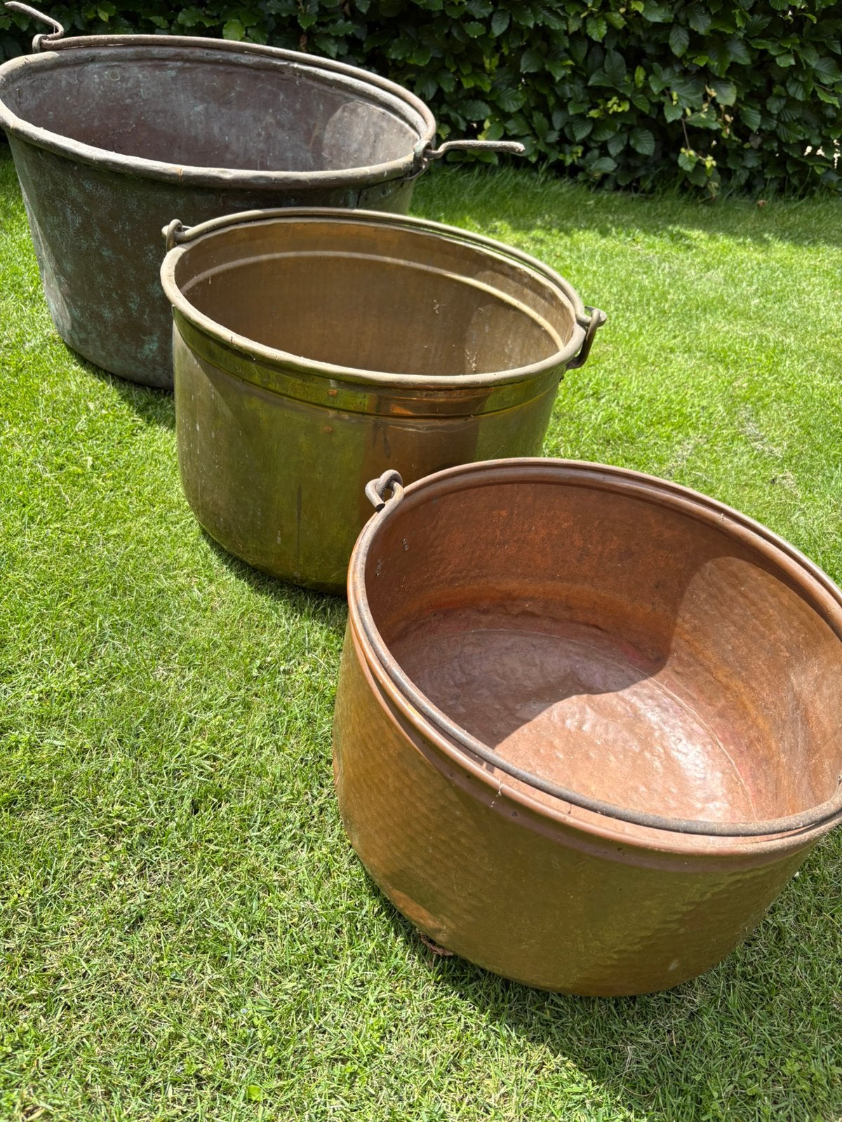 3 oude koperen ketels, verschillende formaten, Ophalen, Koper