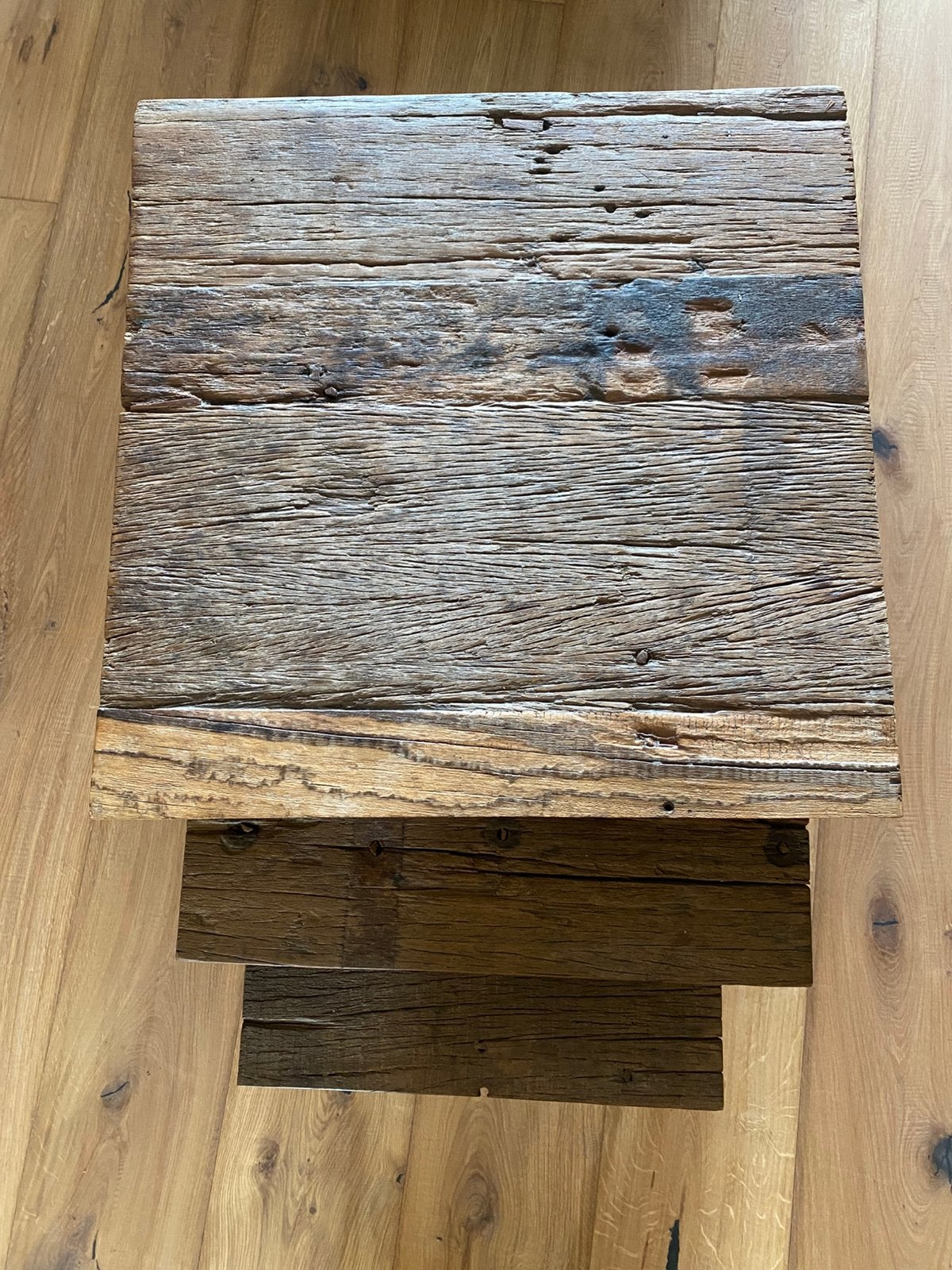 3 Teakhouten salontafel, Ophalen, Vierkant, 55 tot 75 cm, 45 tot 60 cm