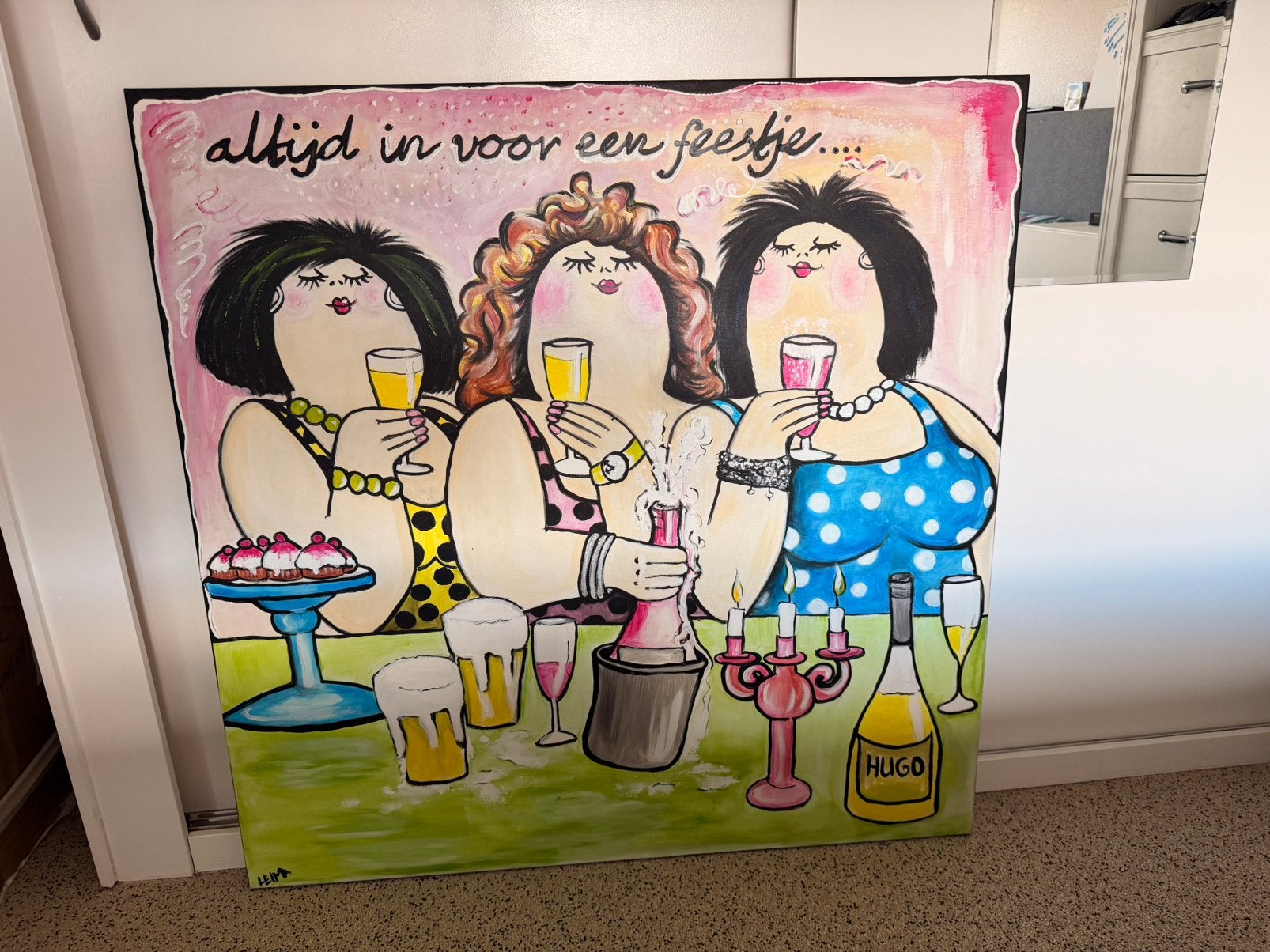 Groot schilderij  de dikke dames, Ophalen