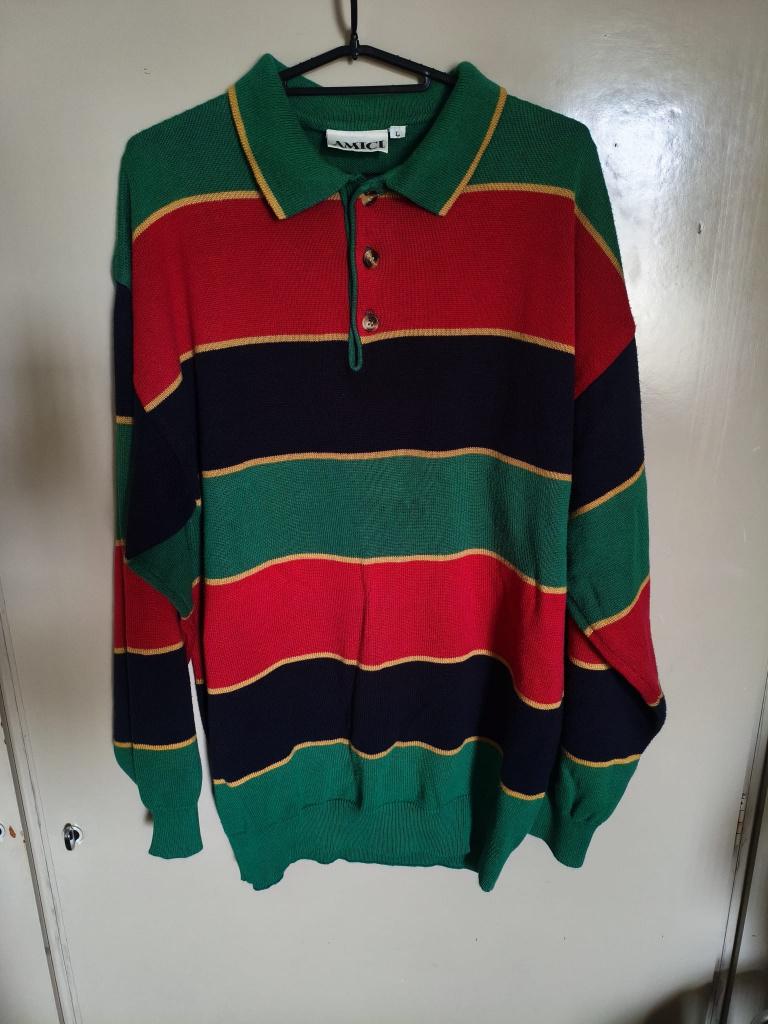 Vintage gebreide poloshirt voor heren van het merk Amici, Kleding | Heren, Ophalen of Verzenden, Groen