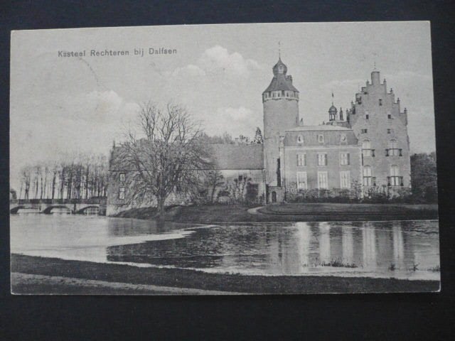 dalfsen kasteel rechteren gelopen 1910, Ophalen of Verzenden, Voor 1920, Gelopen, Overijssel
