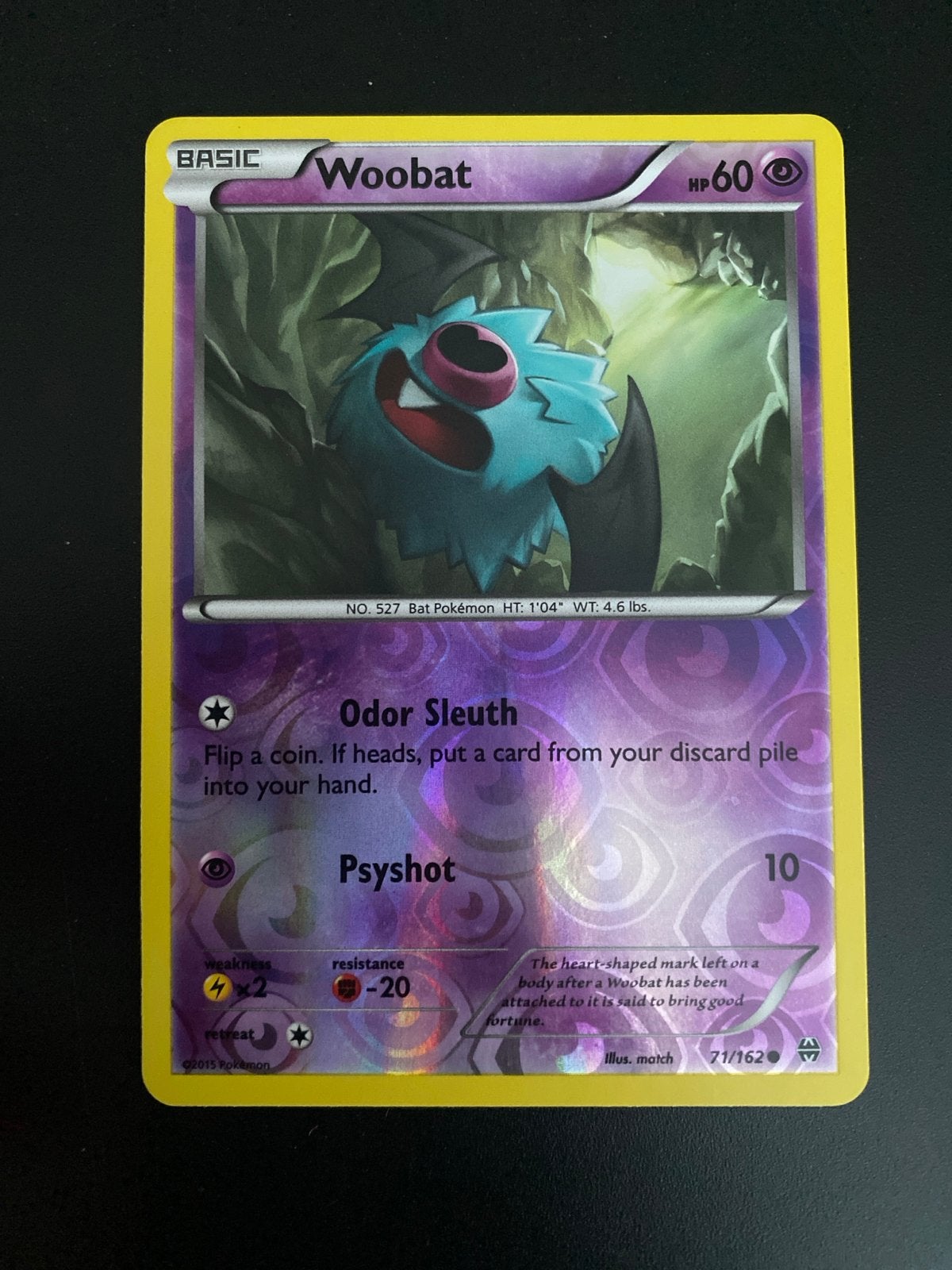 Woobat 71/162 Rev. Holo XY BreakThrough (2015) NM!, Ophalen of Verzenden, Zo goed als nieuw, Losse kaart, Foil