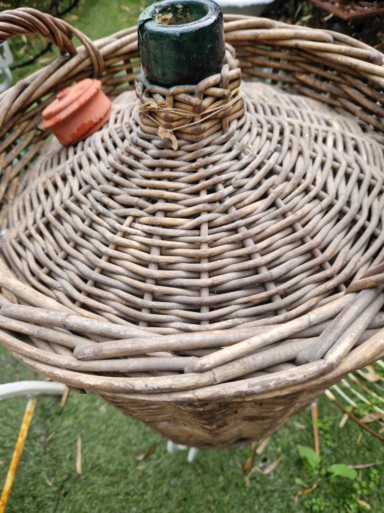 Grote mandfles/vaas/kruik voor decoratie (brocante), Ophalen of Verzenden, Gebruikt, Groen, Glas