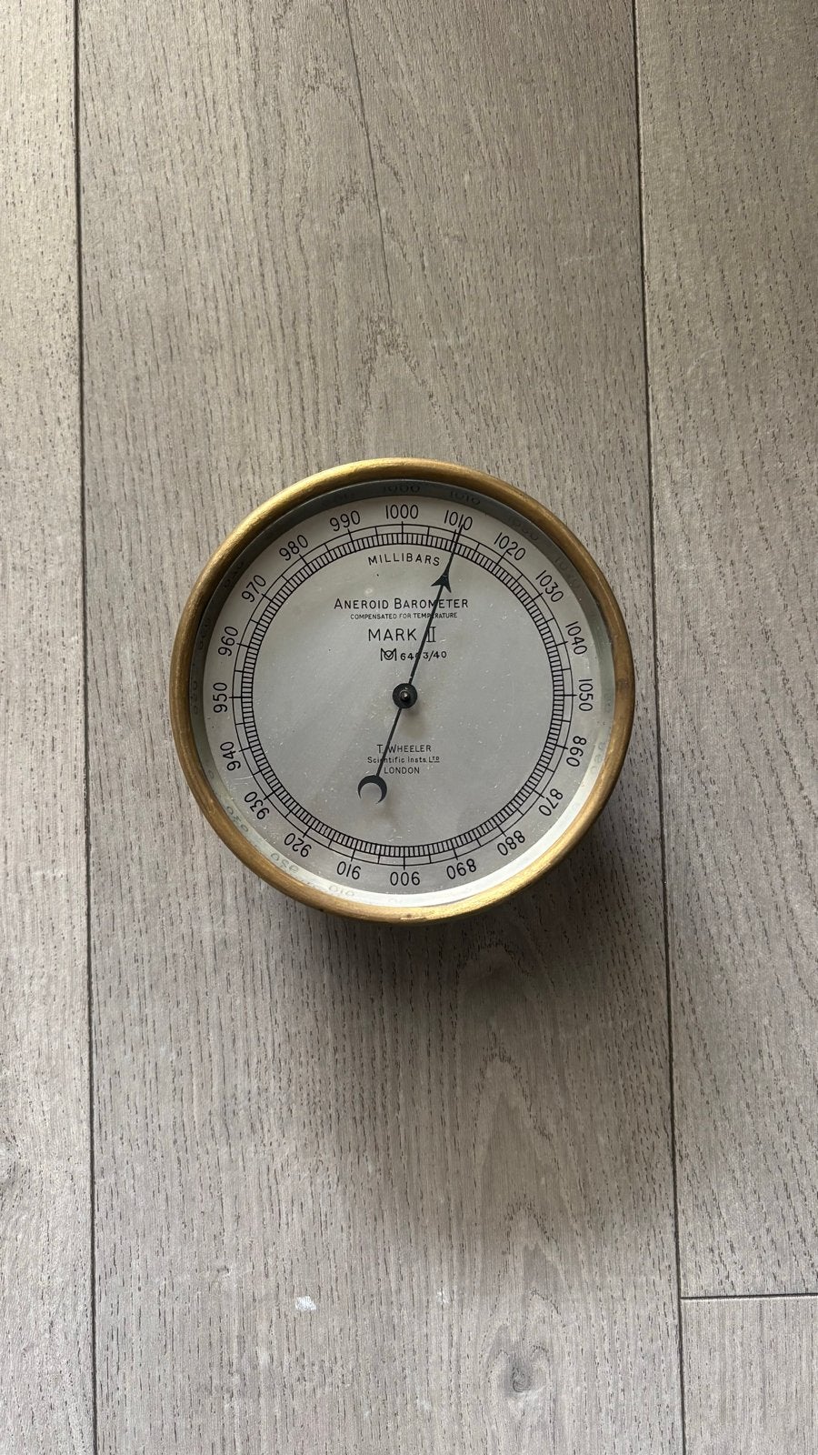 Antieke messing barometer - T.W. Wheeler London, Ophalen of Verzenden, Gebruikt, Barometer