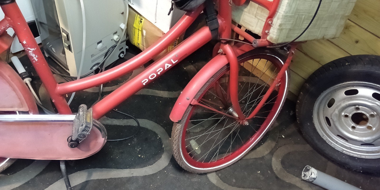 Popal fiets Meisjesfiets Rood en Fietstassen, Ophalen, Terugtraprem, Gebruikt, Versnellingen