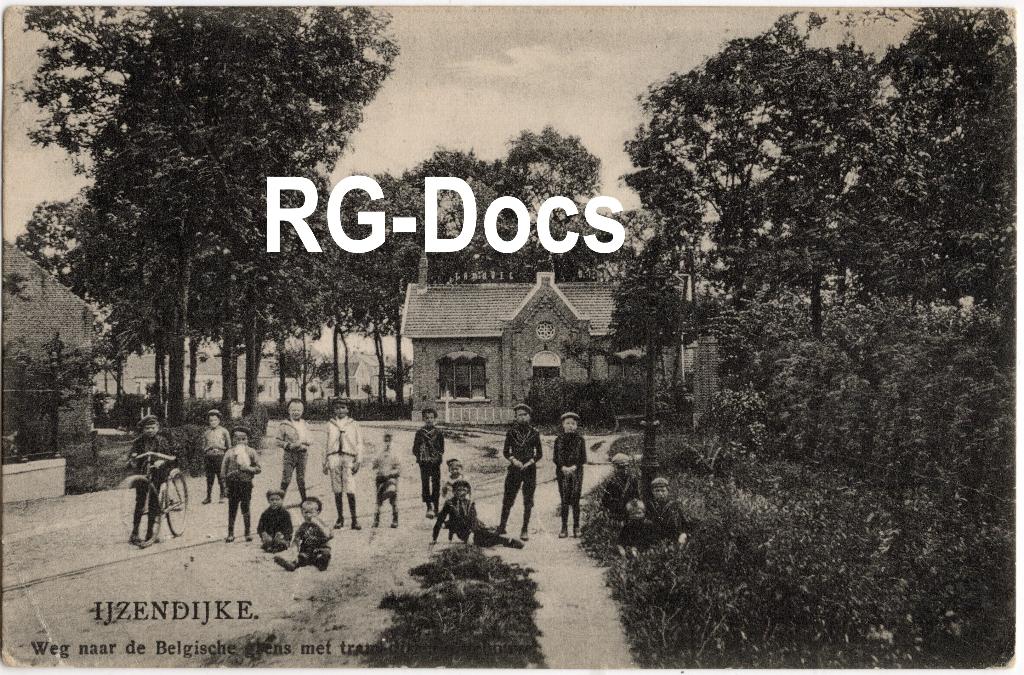 Ansichtkaart - Briefkaart IJzendijke Grens met tram 1906, Ophalen of Verzenden, Voor 1920, Gelopen, Zeeland