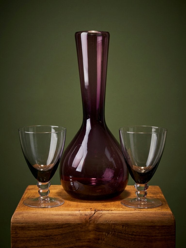 Paars Glazen Karaf of Bolvaas Arthur Percy Design., Glas, Paars, 35 cm, Overige typen