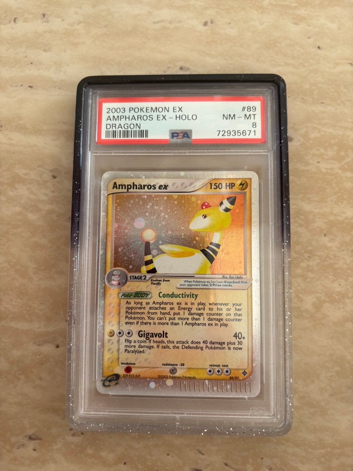 Ampharos ex dragon 89 psa 8 2x border swirl, Ophalen, Zo goed als nieuw