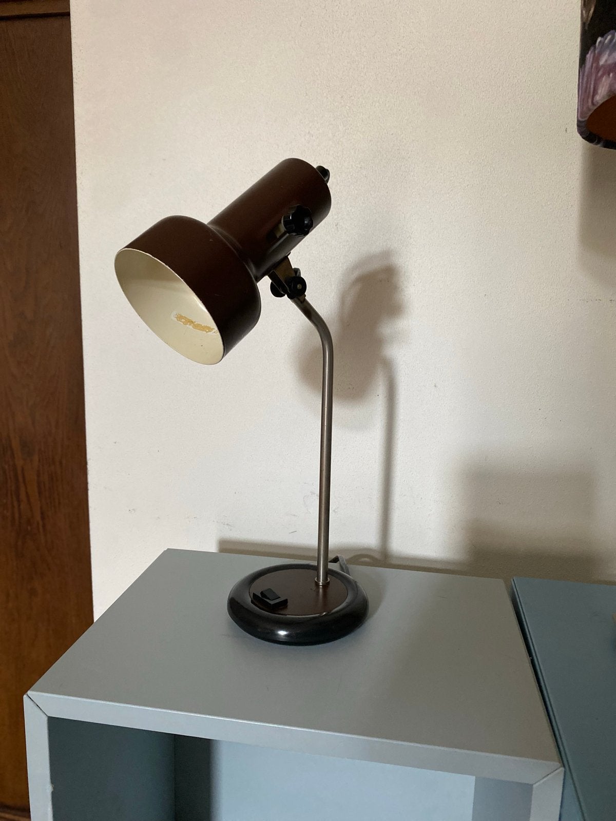 Vintage bruine space age burolamp jaren '70, Ophalen of Verzenden